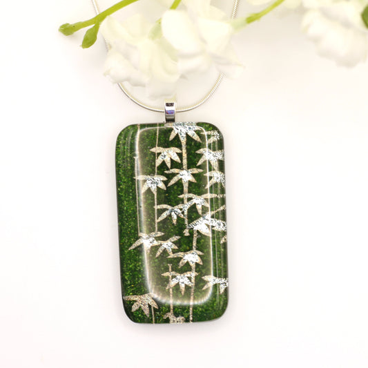 Bamboo Dichroic Fused Glass Necklace - 3885