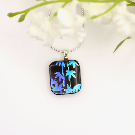 Bamboo Dichroic Fused Glass Necklace - 3887