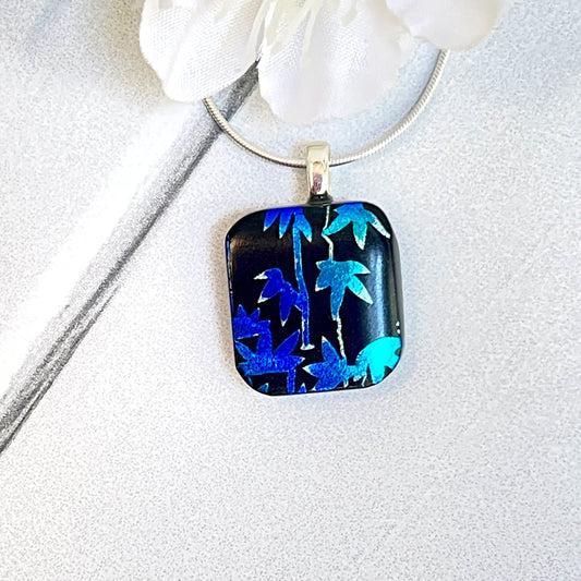 Bamboo Dichroic Fused Glass Necklace - 3887