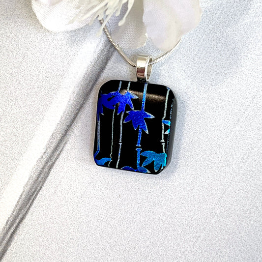 Bamboo Dichroic Fused Glass Necklace - 3889