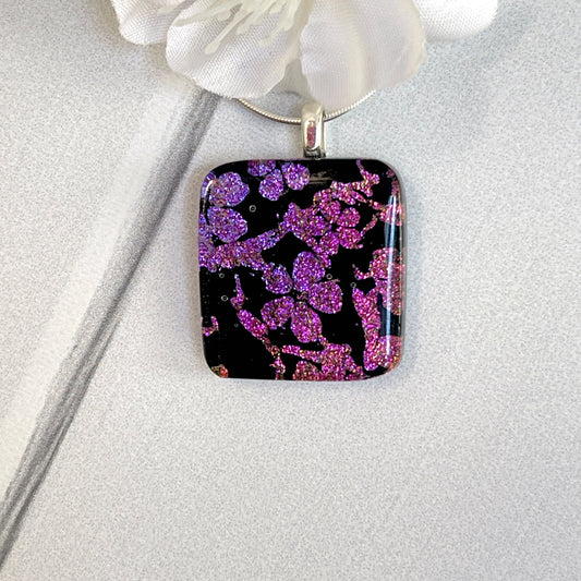 Cherry Tree Dichroic Fused Glass Neclace - 3903