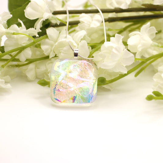 Rainbow Twist Dichroic Fused Glass Necklace - 3913