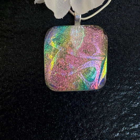 Rainbow Twist Dichroic Fused Glass Necklace - 3913