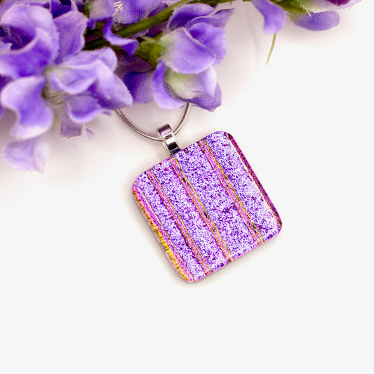 Accordian Dichroic Fused Glass Necklace - 3915