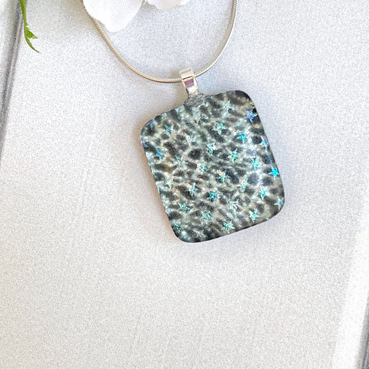 Stars Dichroic Fused Glass Necklace - 3921