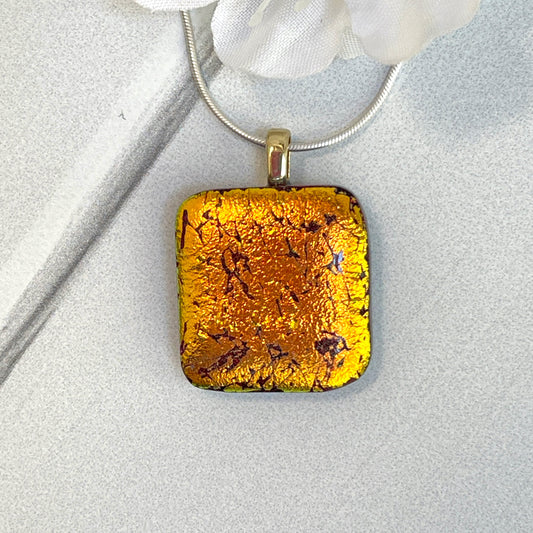 Vintage Dichroic Fused Glass Necklace - 3924