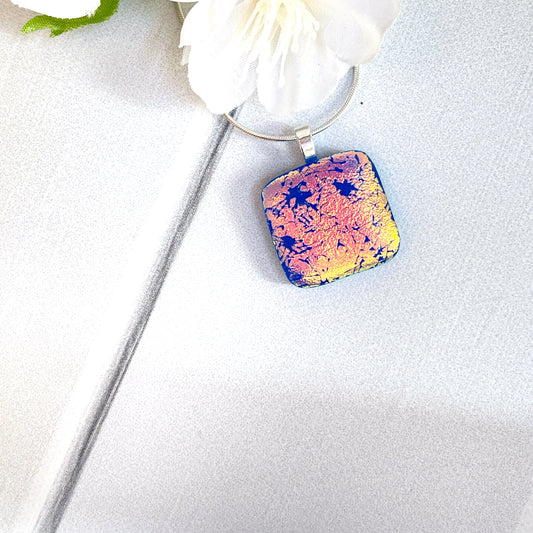 Vintage Dichroic Fused Glass Necklace - 3925