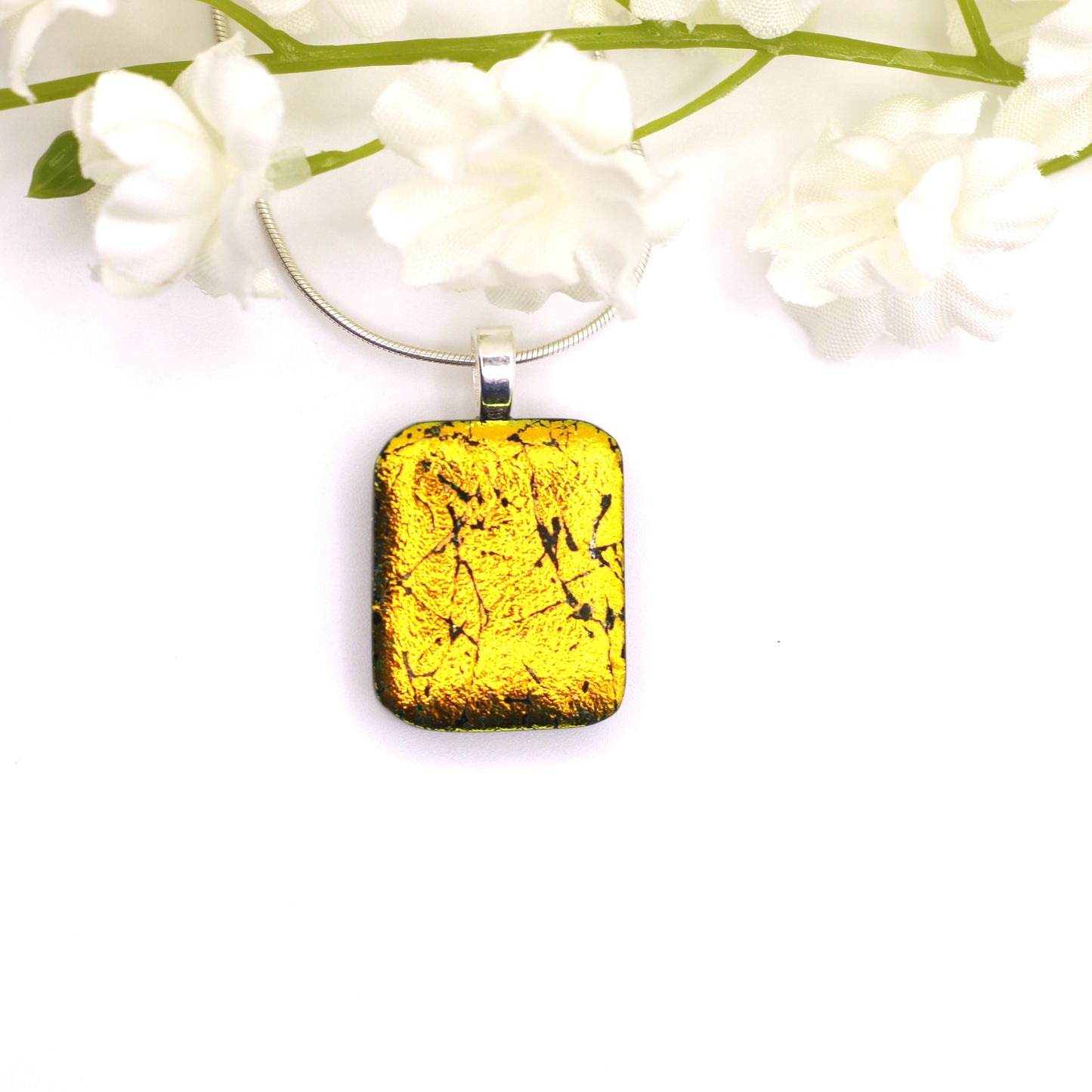 Vintage Dichroic Fused Glass Necklace - 3926