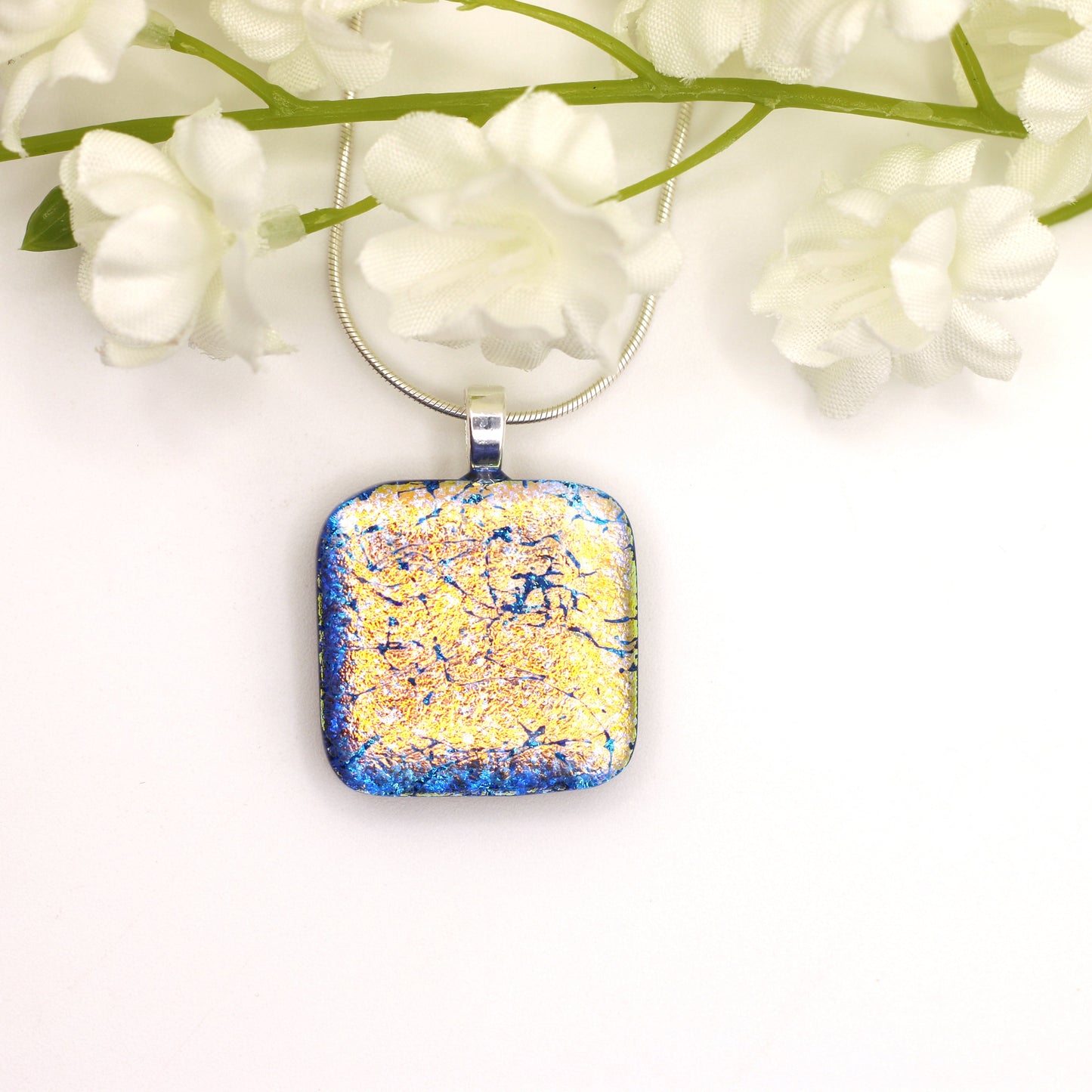 Vintage Dichroic Fused Glass Necklace - 3927