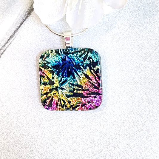 Exploding Dichroic Fused Glass Necklace - 3935