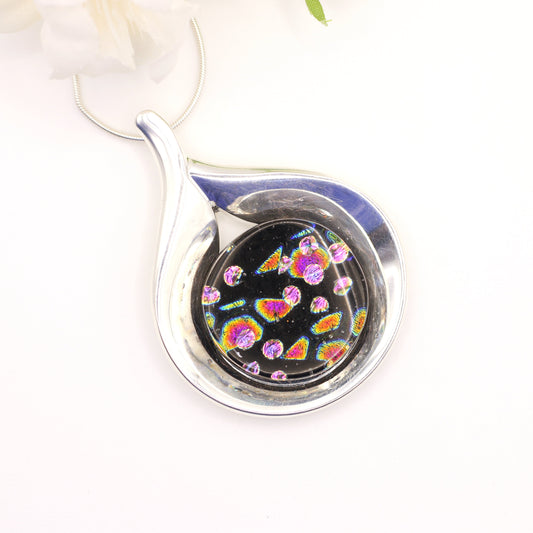 3D Dichroic Fused Glass Necklace - 3976