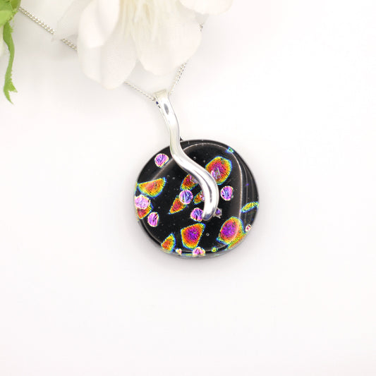 3D Dichroic Fused Glass Necklace - 3983