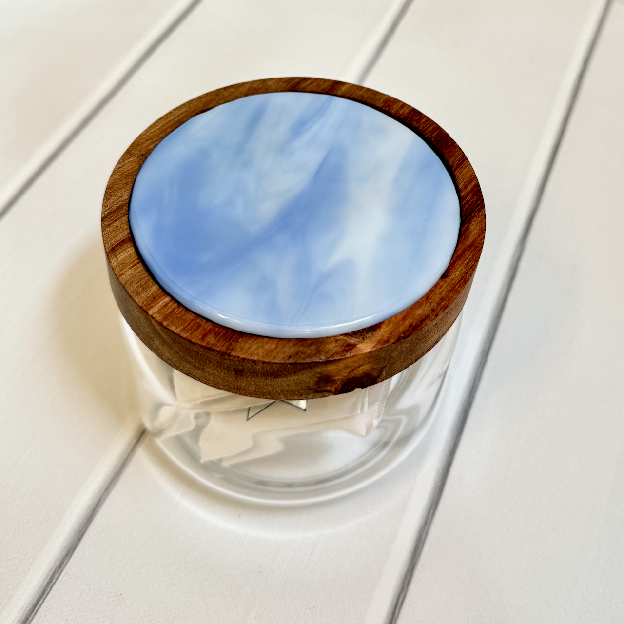 Smooth Glass Jar with Fused Glass Lid (small) - 4204
