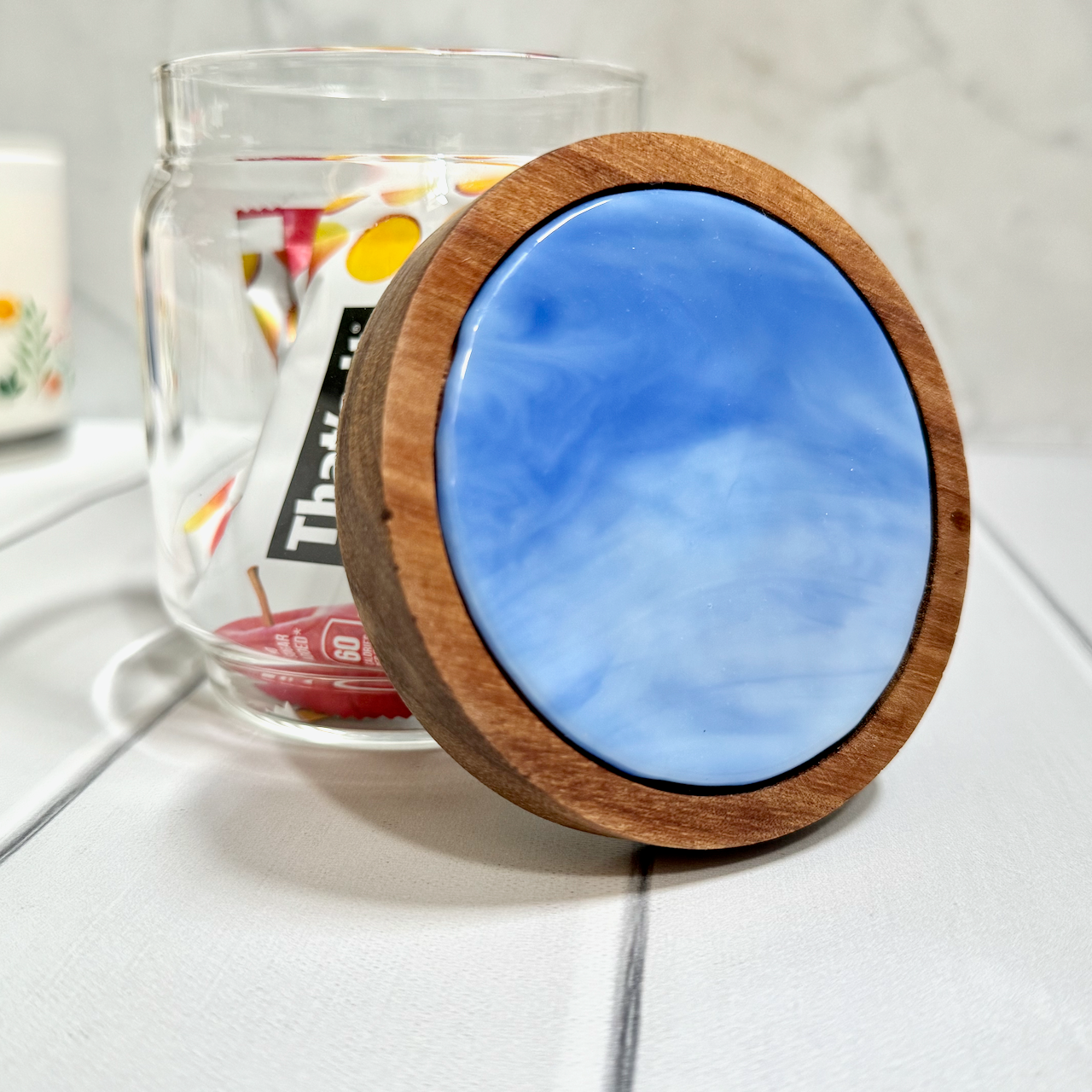 Smooth Glass Jar with Fused Glass Lid - 4210