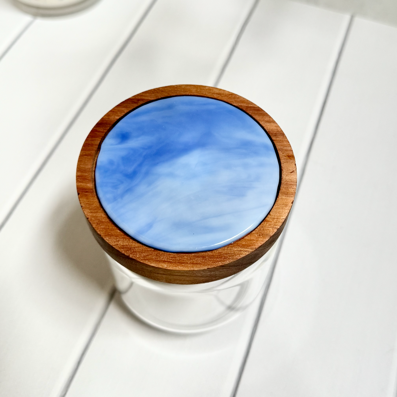 Smooth Glass Jar with Fused Glass Lid - 4210