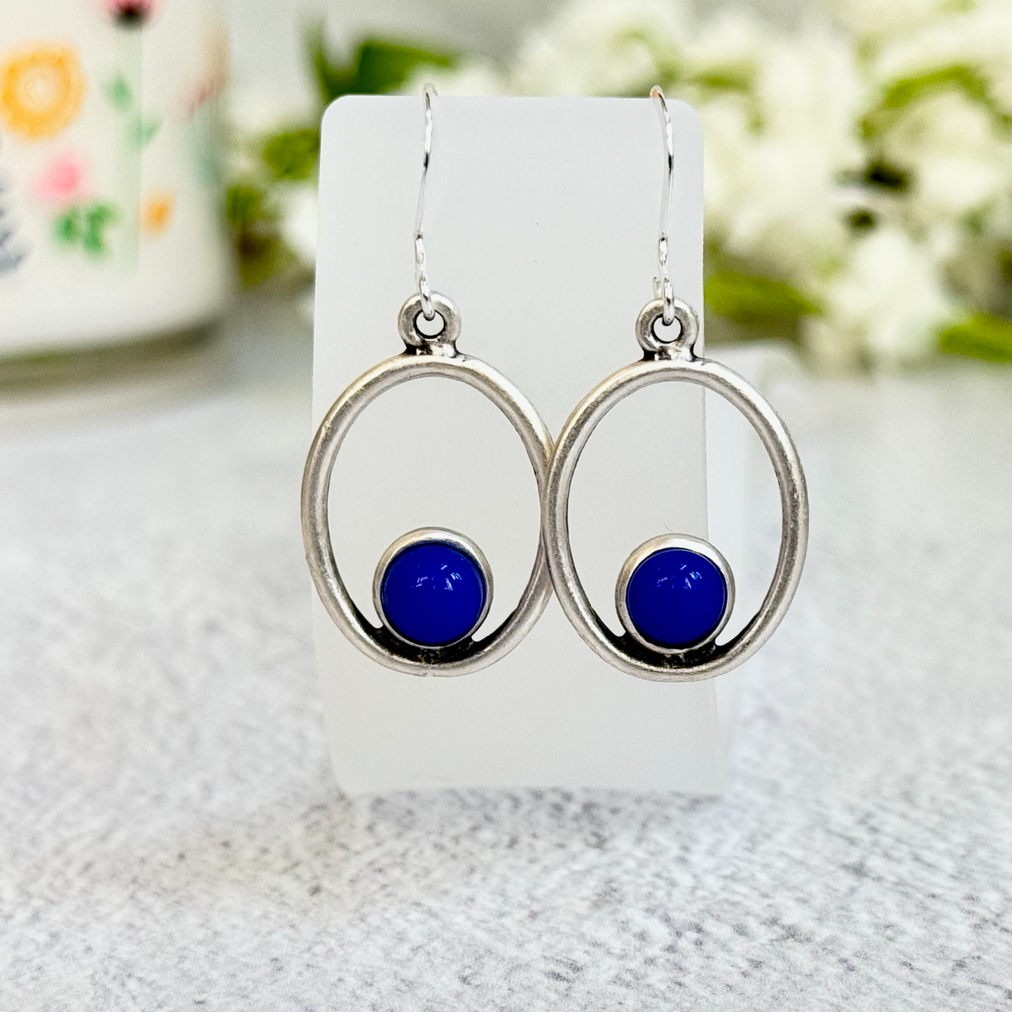 Oval Fused Glass Earrings - 4274