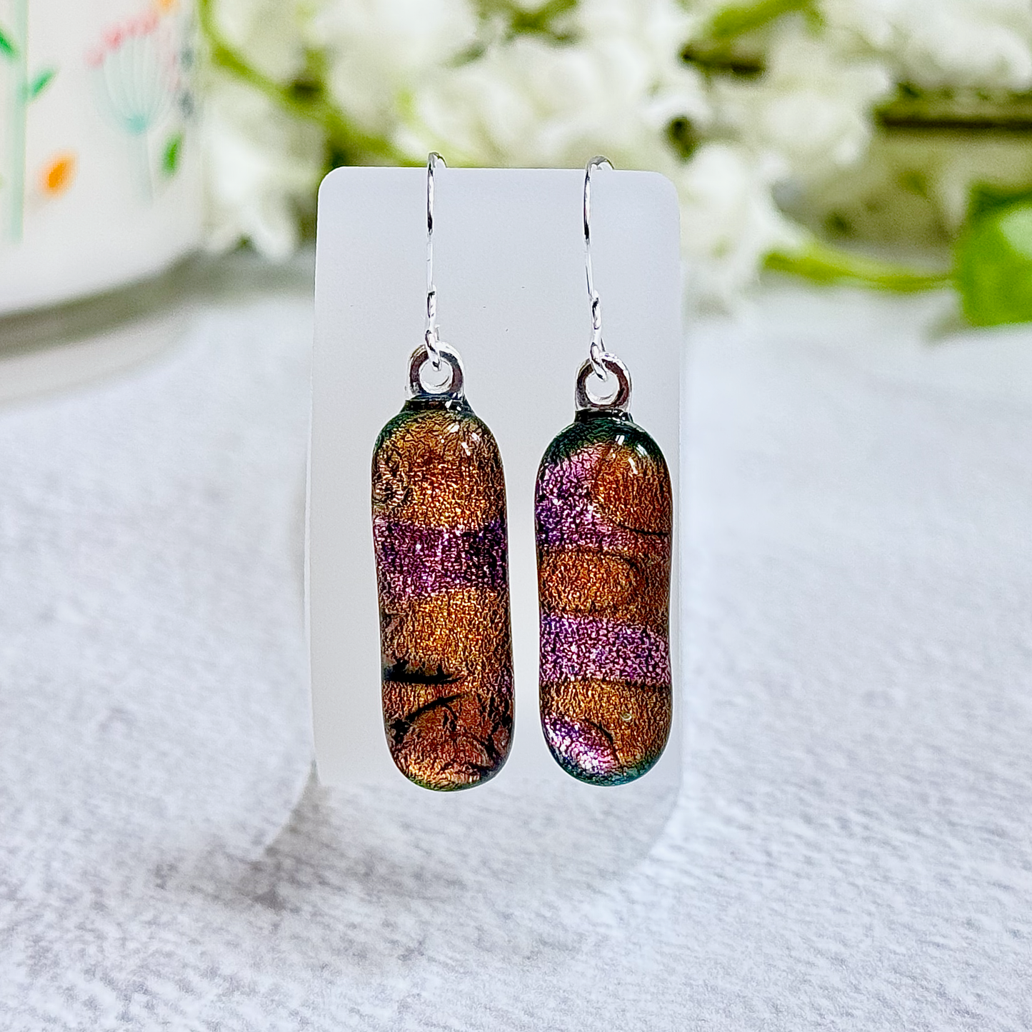Lava Lamp Dichroic Fused Glass Earrings - 4278