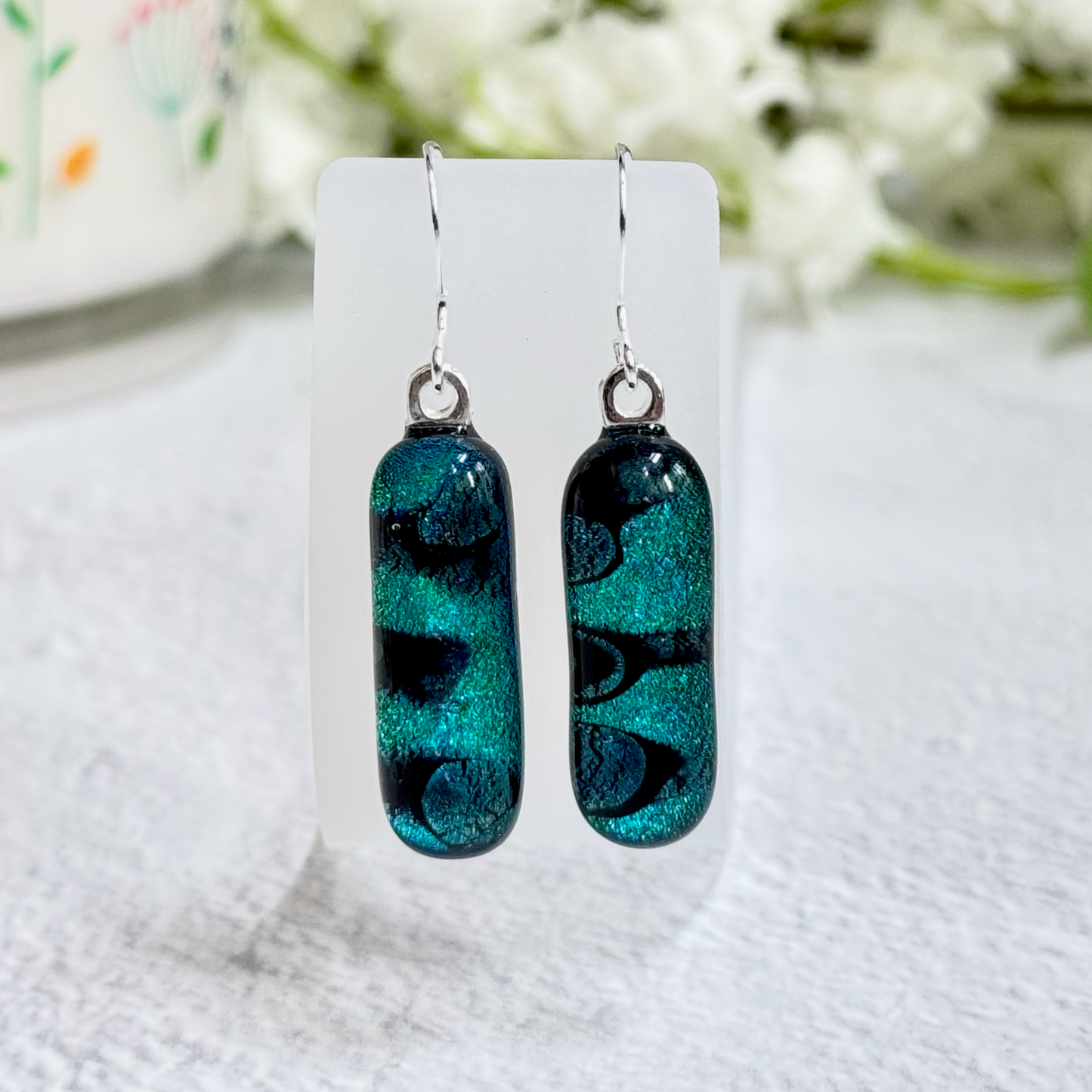 Lava Lamp Dichroic Fused Glass Earrings - 4284