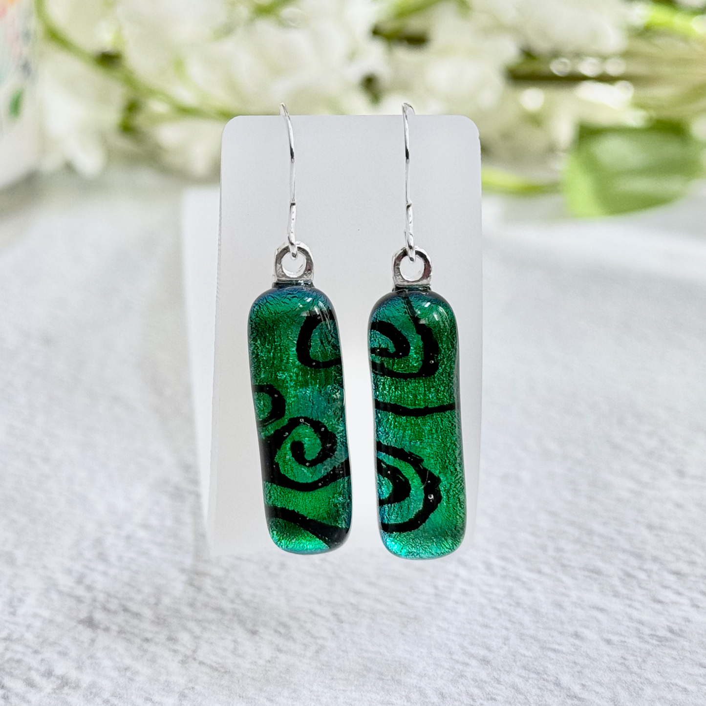 Lava Lamp Dichroic Fused Glass Earrings - 4285