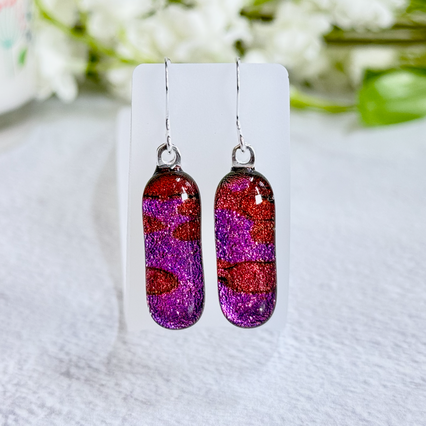 Lava Lamp Dichroic Fused Glass Earrings - 4288