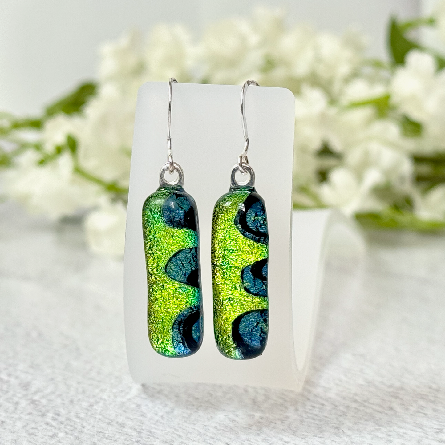 Lava Lamp Dichroic Fused Glass Earrings - 4293