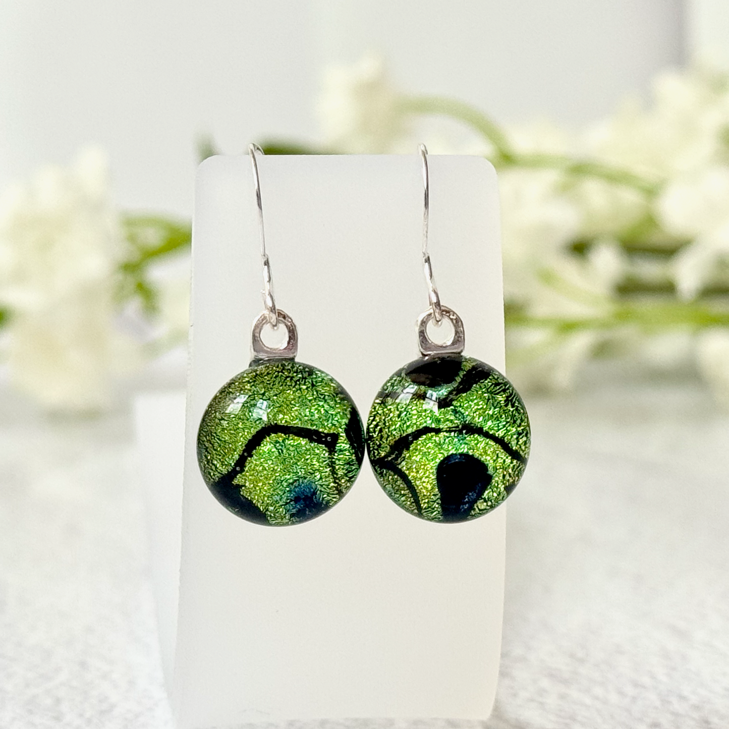 Lava Lamp Dichroic Fused Glass Earrings - 4294