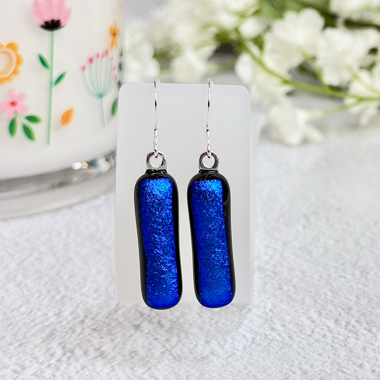 Jewel Matchstick Dichroic Fused Glass Earrings - 4297