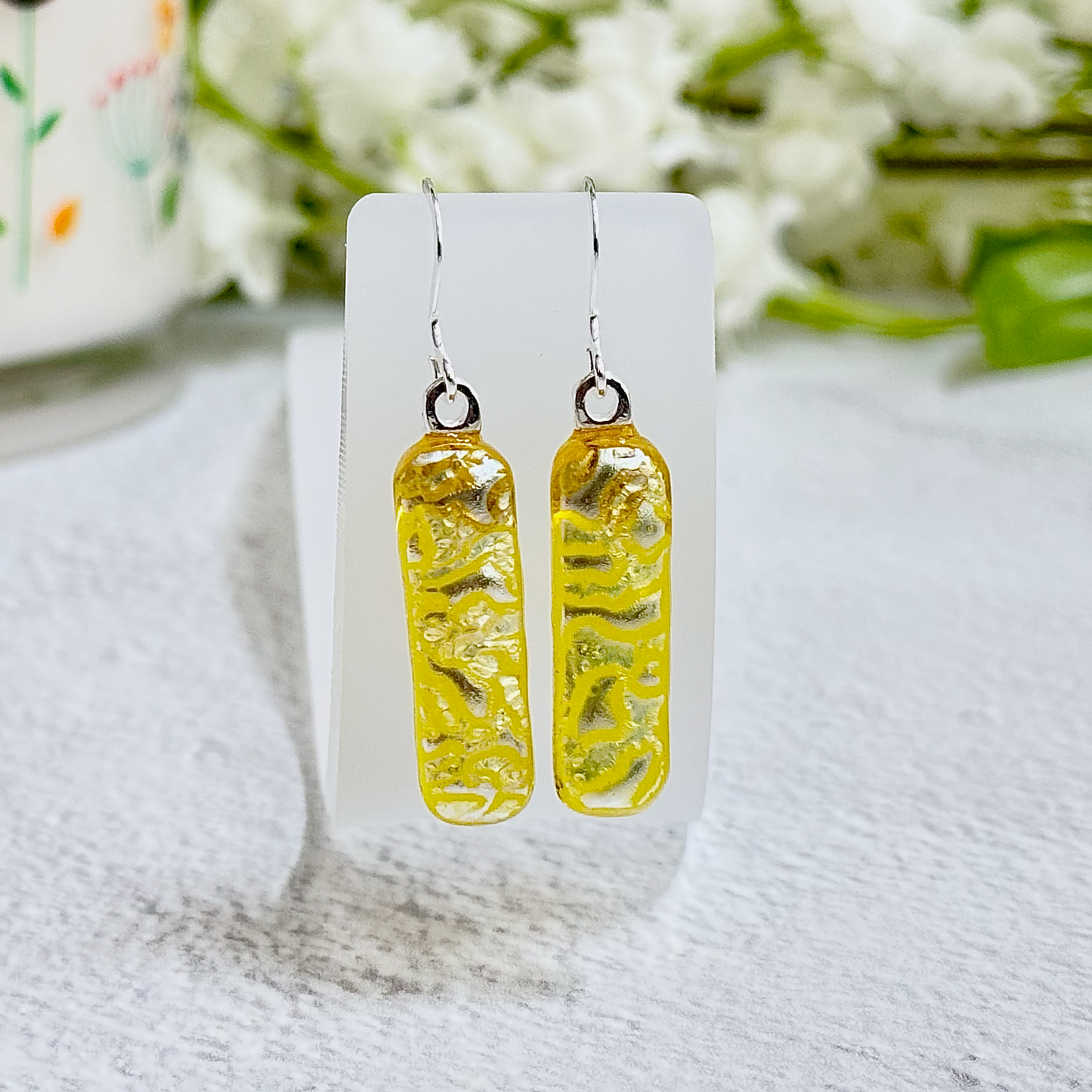 Textured Dichroic Fused Glass Earrings - 4301