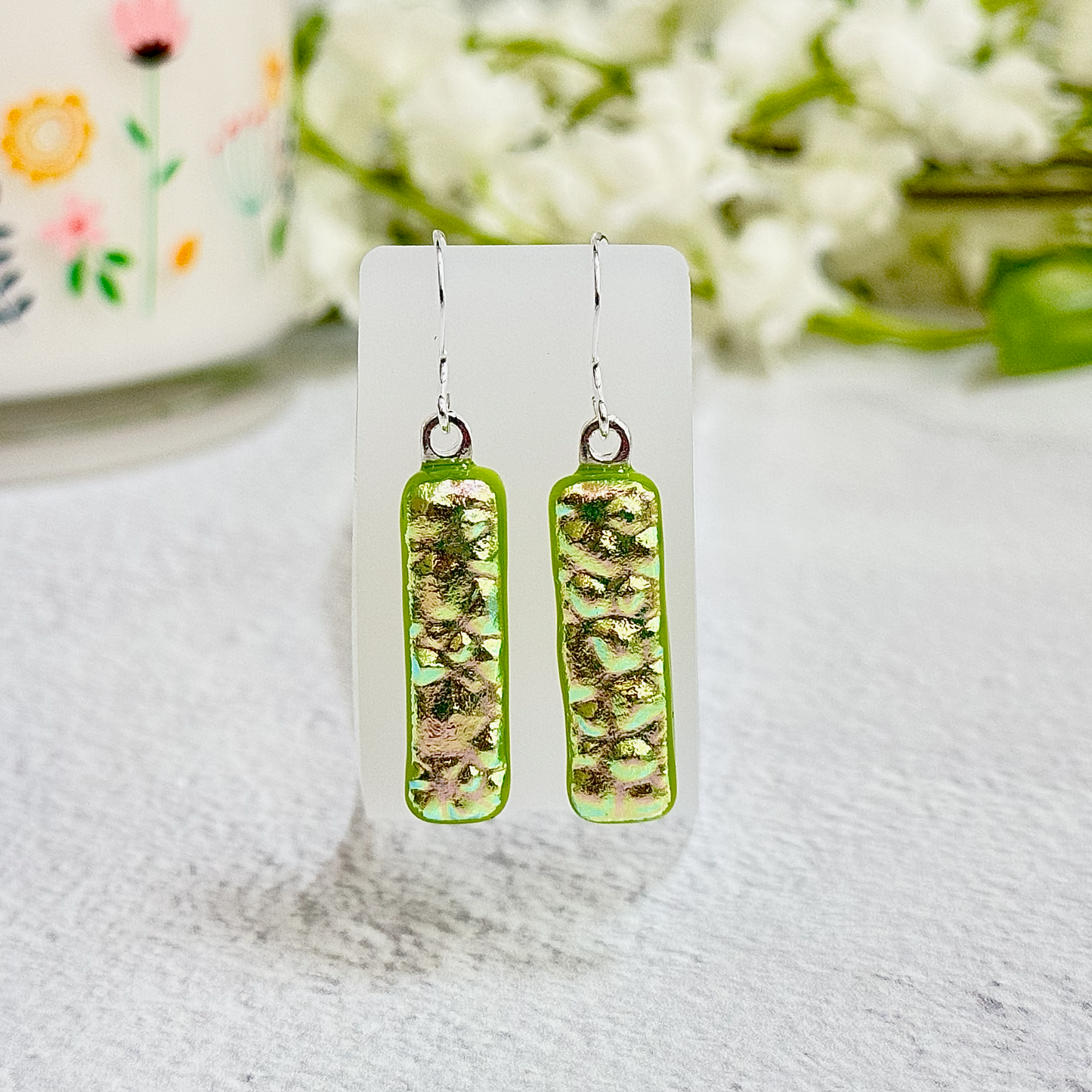 Textured Dichroic Fused Glass Earrings - 4304