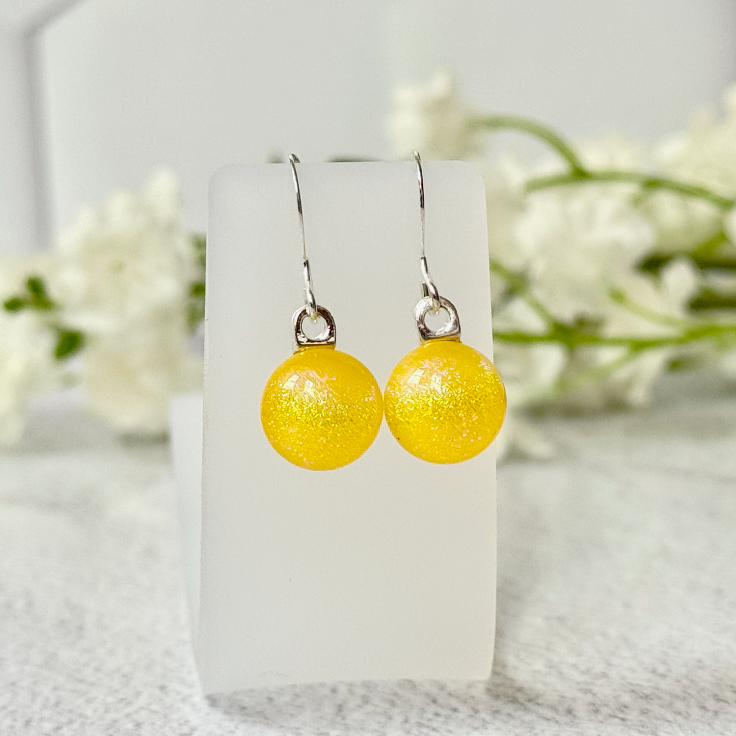 Rainbow Dot Dichroic Fused Glass Earrings - 4316