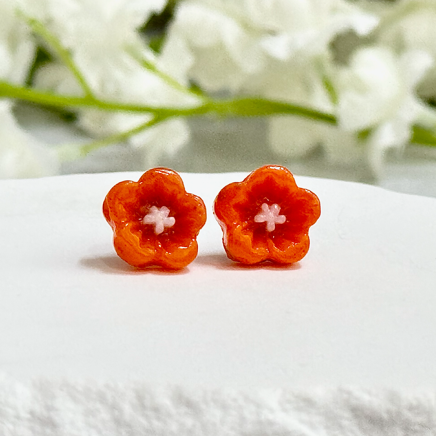 Sakura Flower Fused Glass Earring Studs - 4384