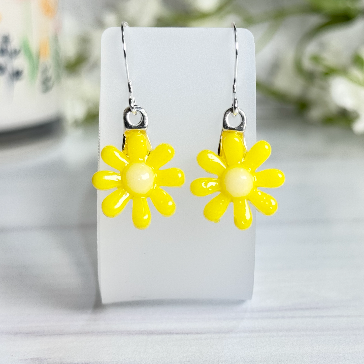 Simple Flower Fused Glass Earrings - 4392