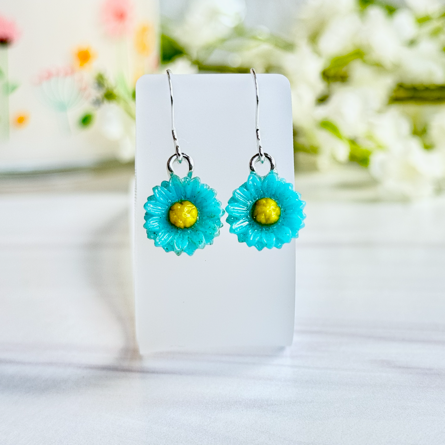 Daisy Fused Glass Earrings (Choose Color) - 4394