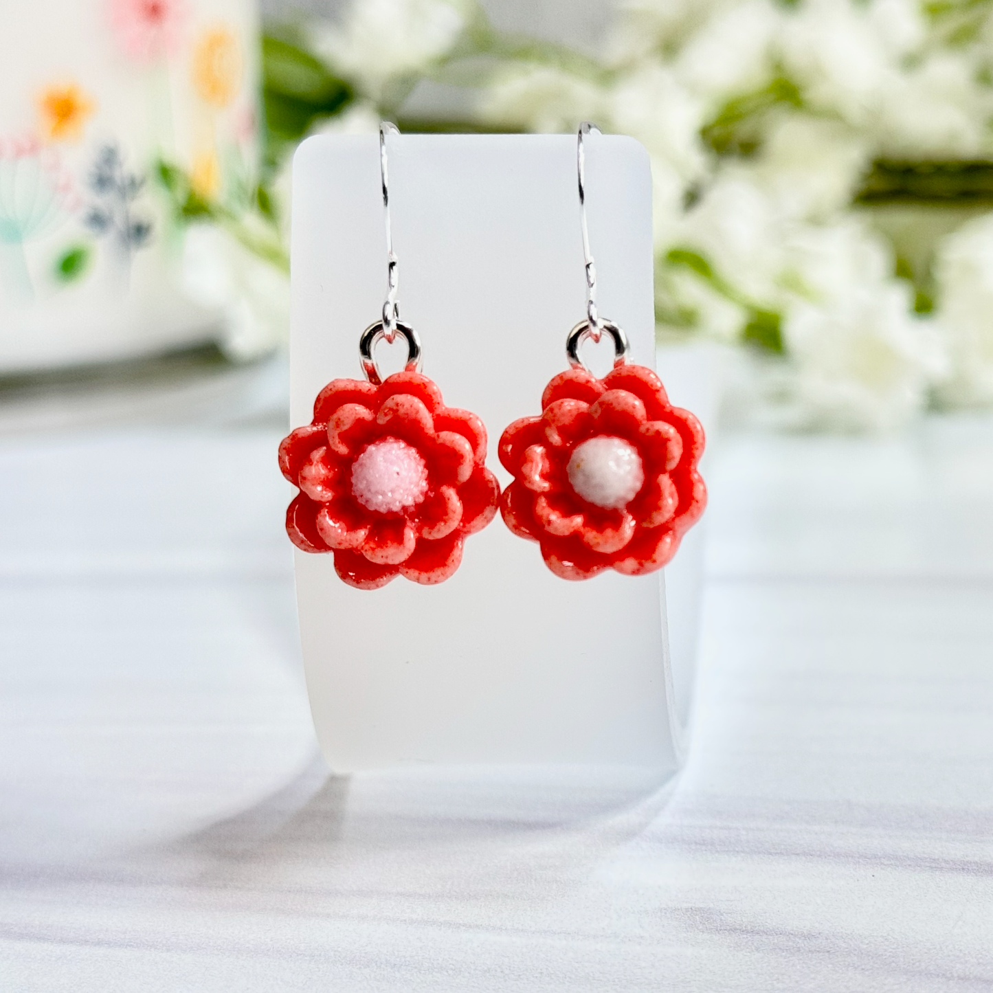 Layered Floral Fused Glass Earrings - 4405