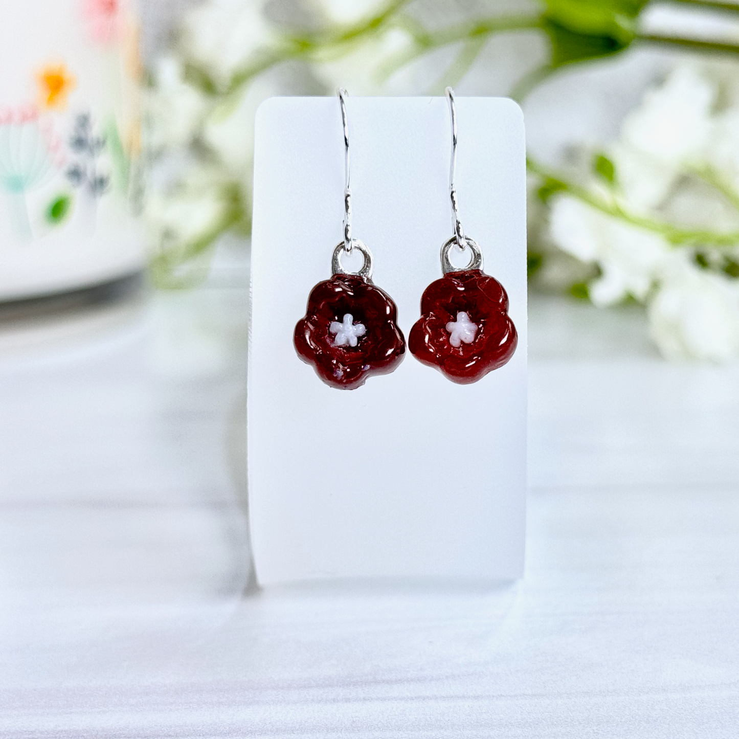 Sakura Flower Fused Glass Earrings (Choose Color) - 4407