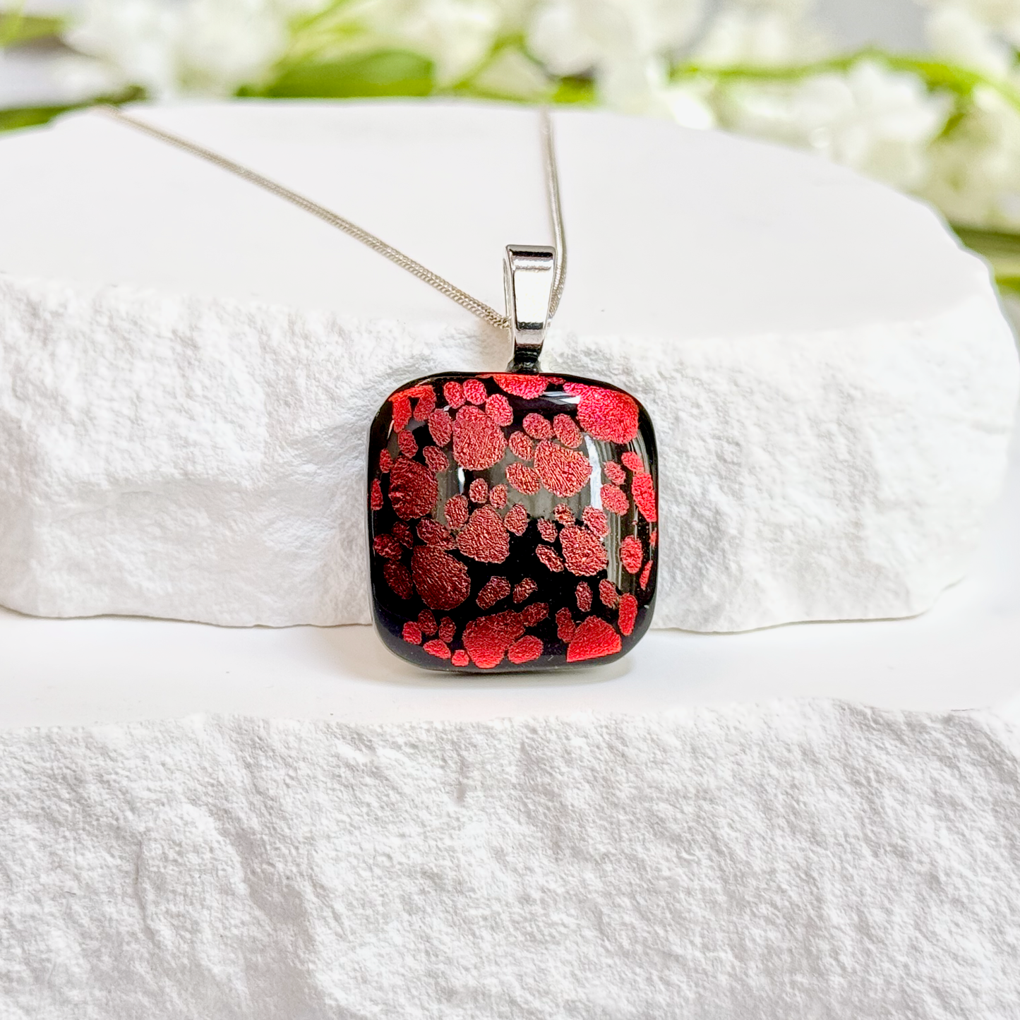 Paw Print Dichroic Fused Glass Necklace - 4408