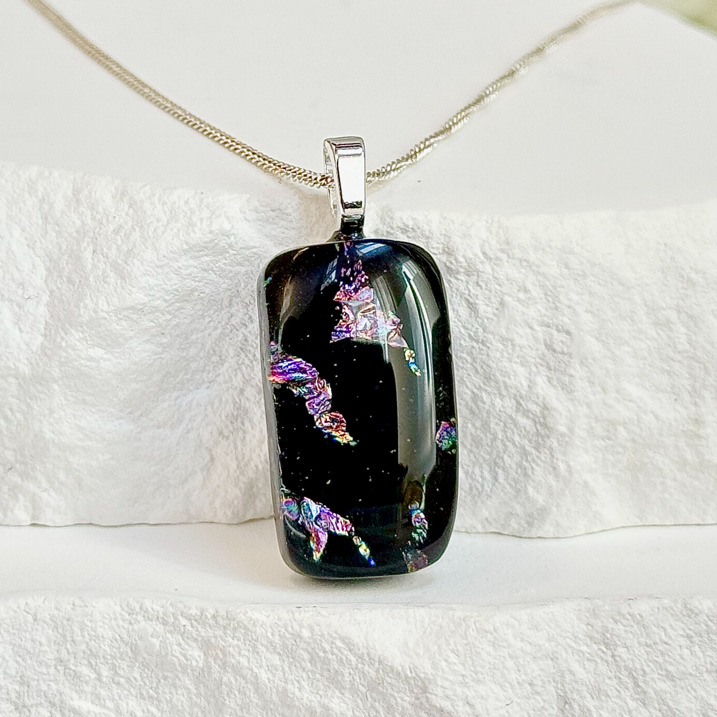 Lightning Bolts Dichroic Fused Glass Necklace - 4415