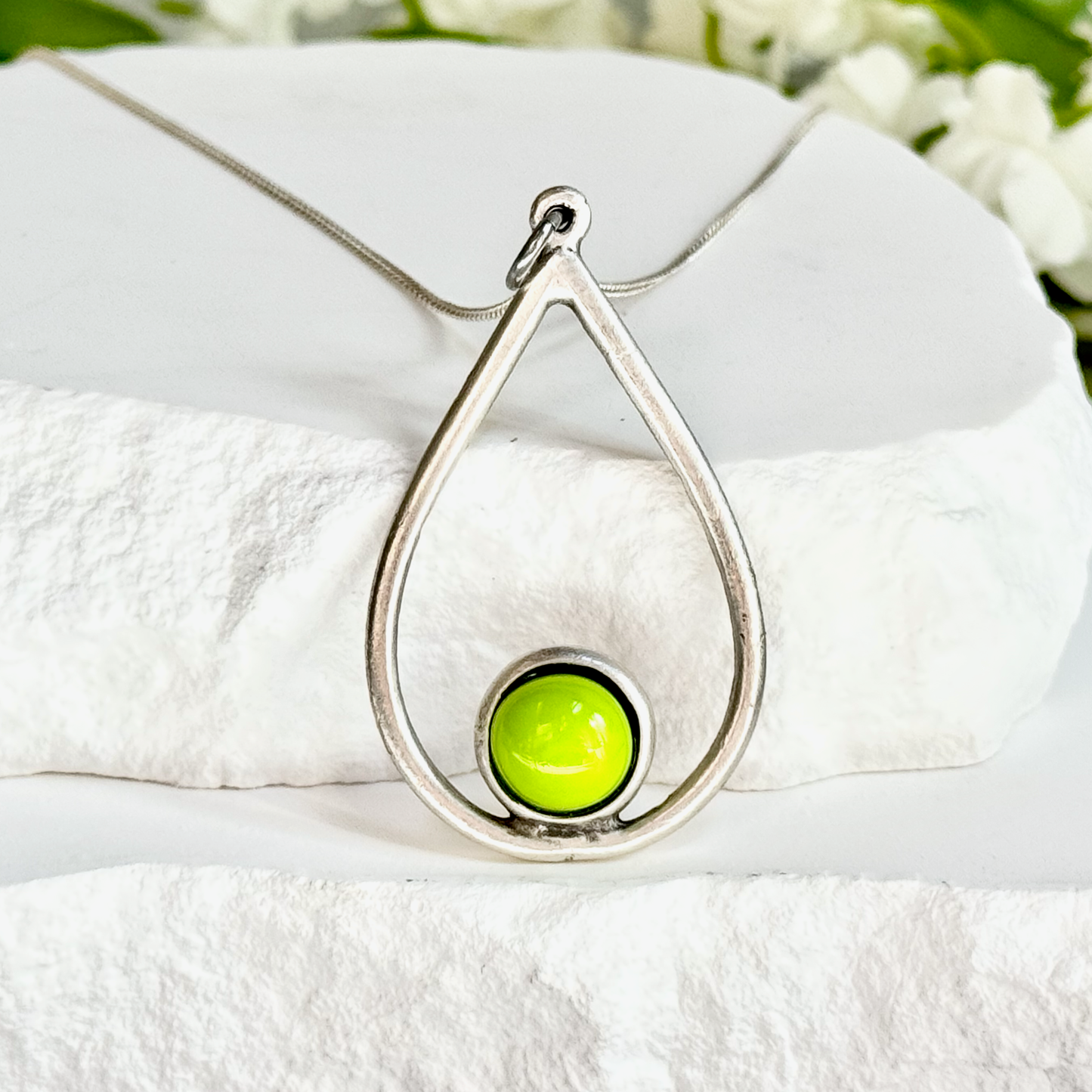 Teardrop Fused Glass Necklace - 4428