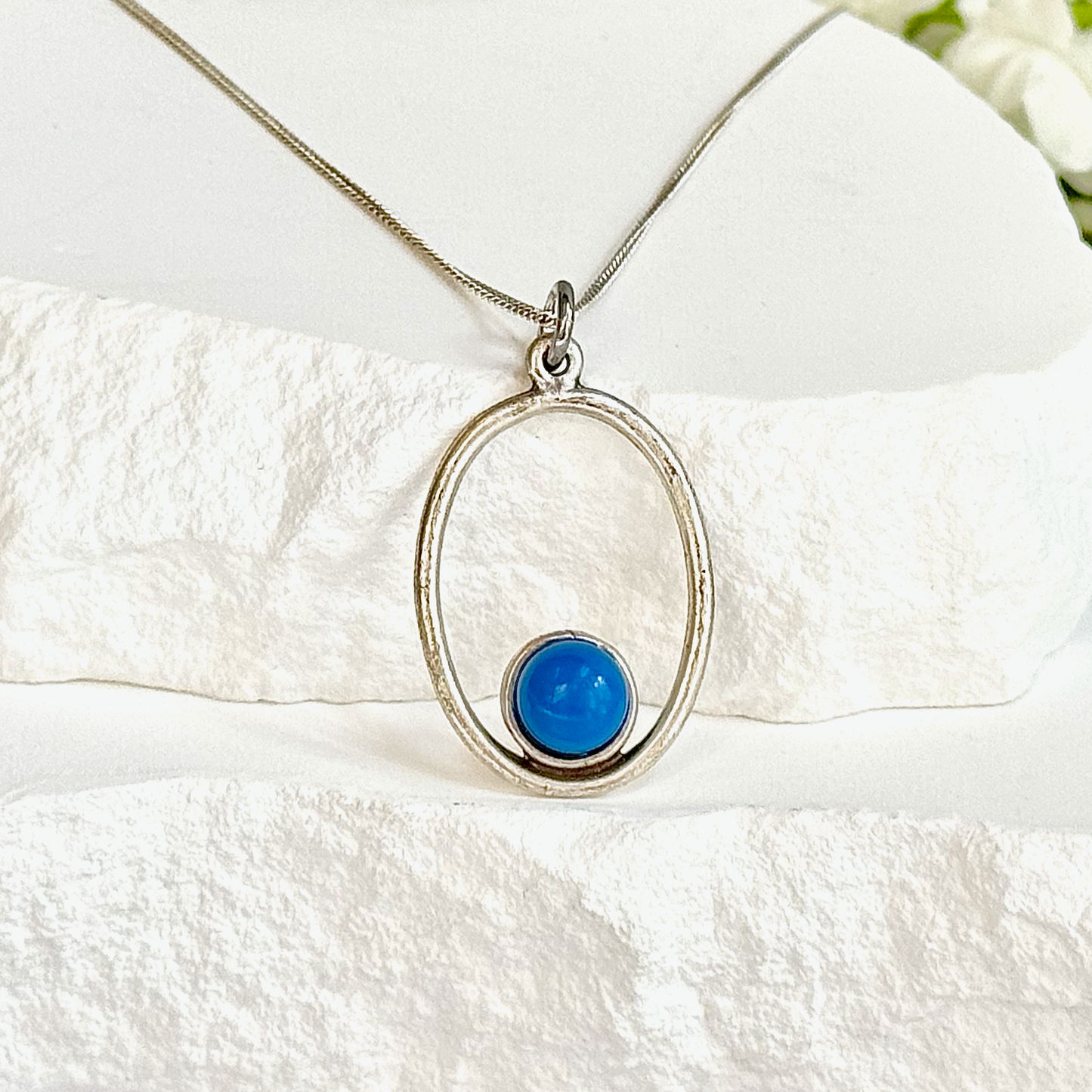 Oval Fused Glass Necklace - 4432