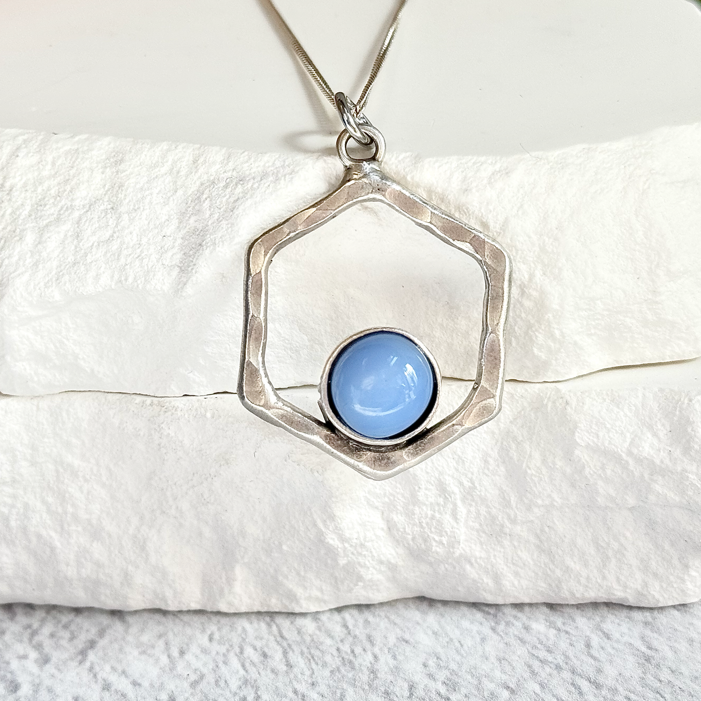 Hexagon Fused Glass Necklace - 4436