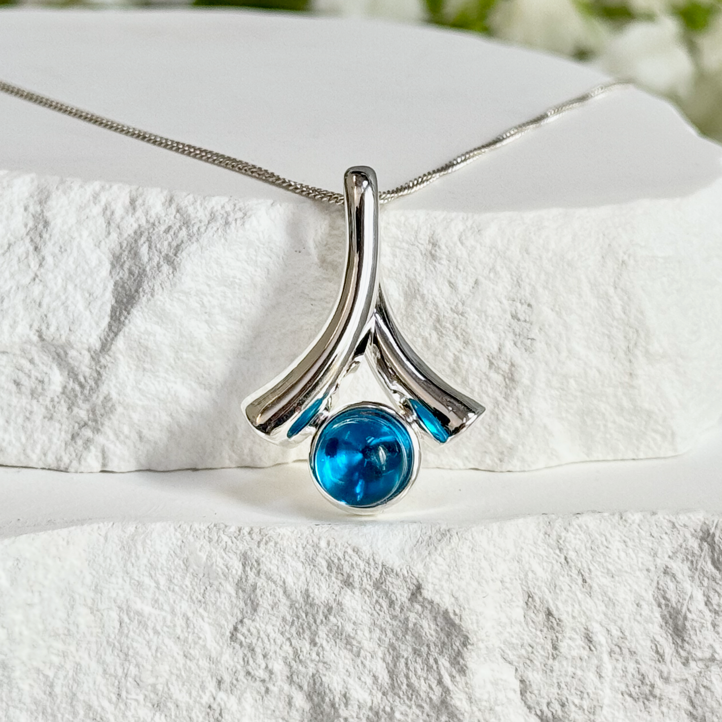 Wishbone Fused Glass Necklace - 4450