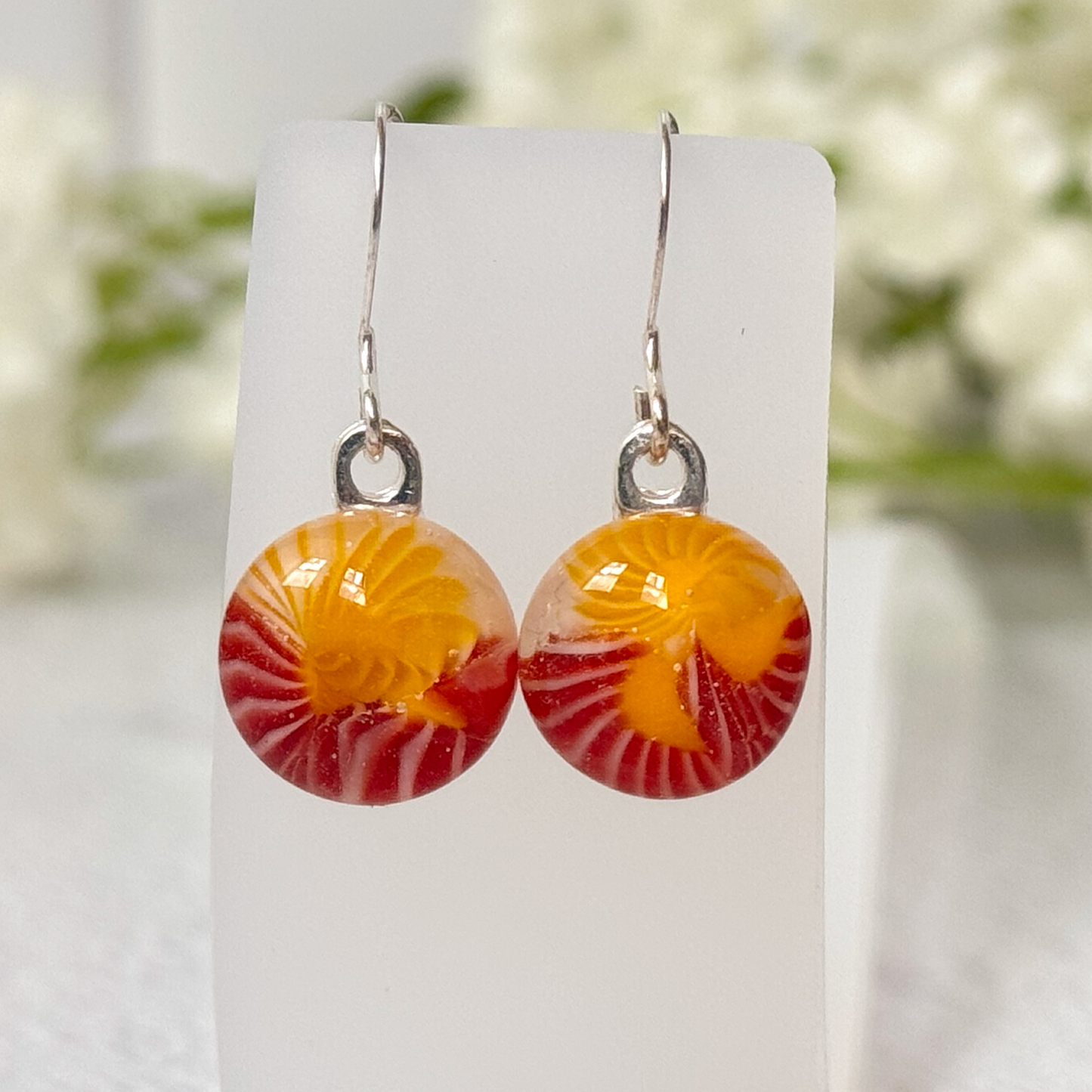 Floral Fused Glass Earrings - 4502