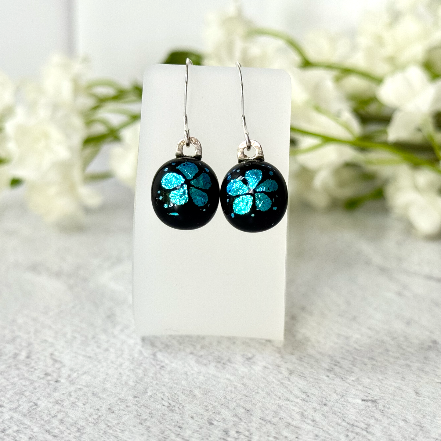 Flowers Dichroic Fused Glass Earring - 4507