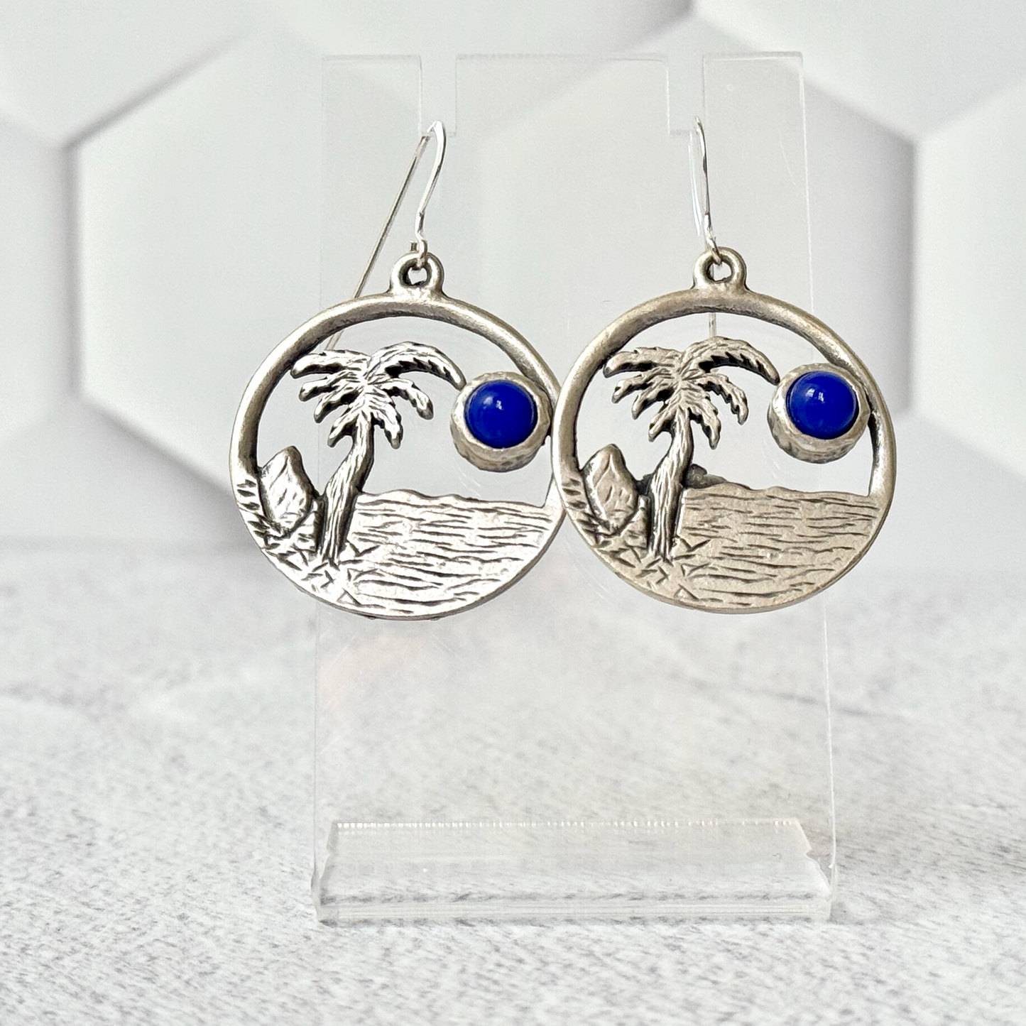 Tropical Beach Fused Glass Earrings - 4517