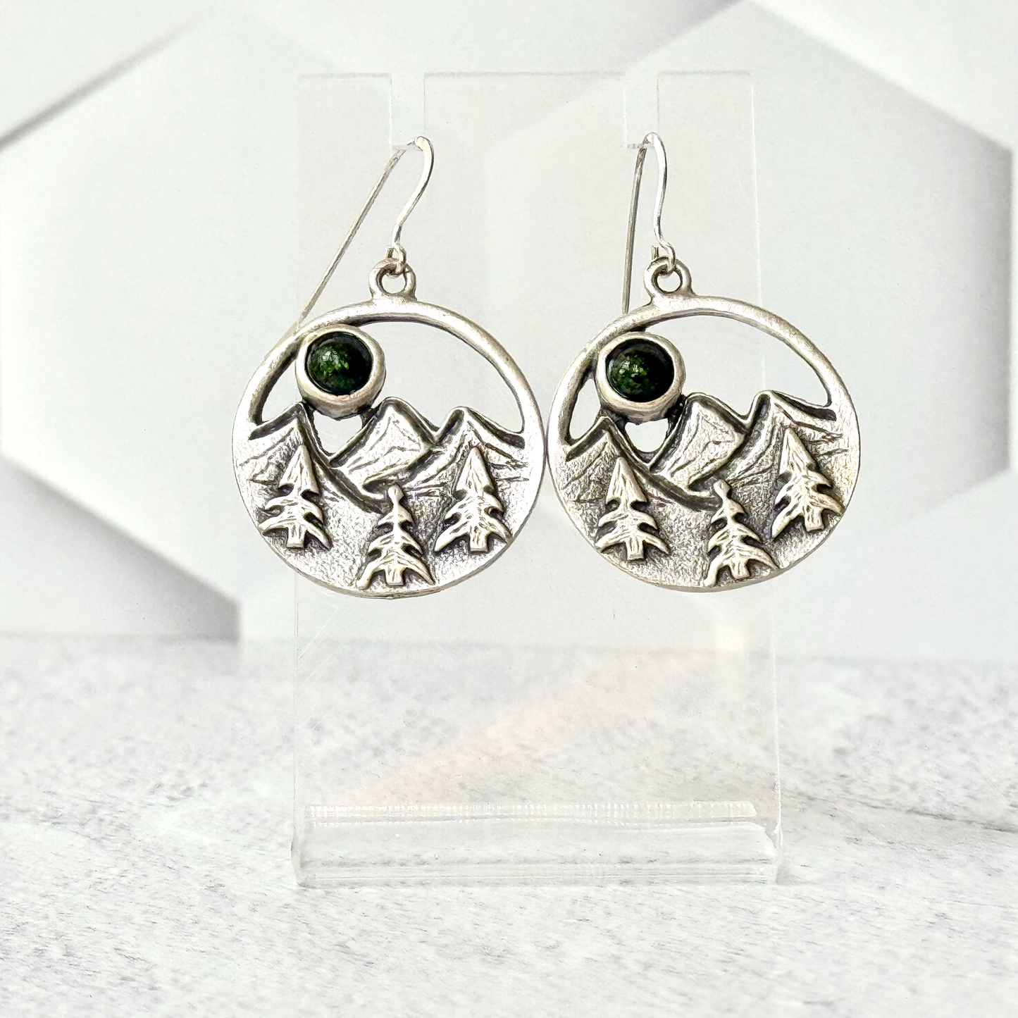 Mountain Landscape Fused Glass Earrings - 4519