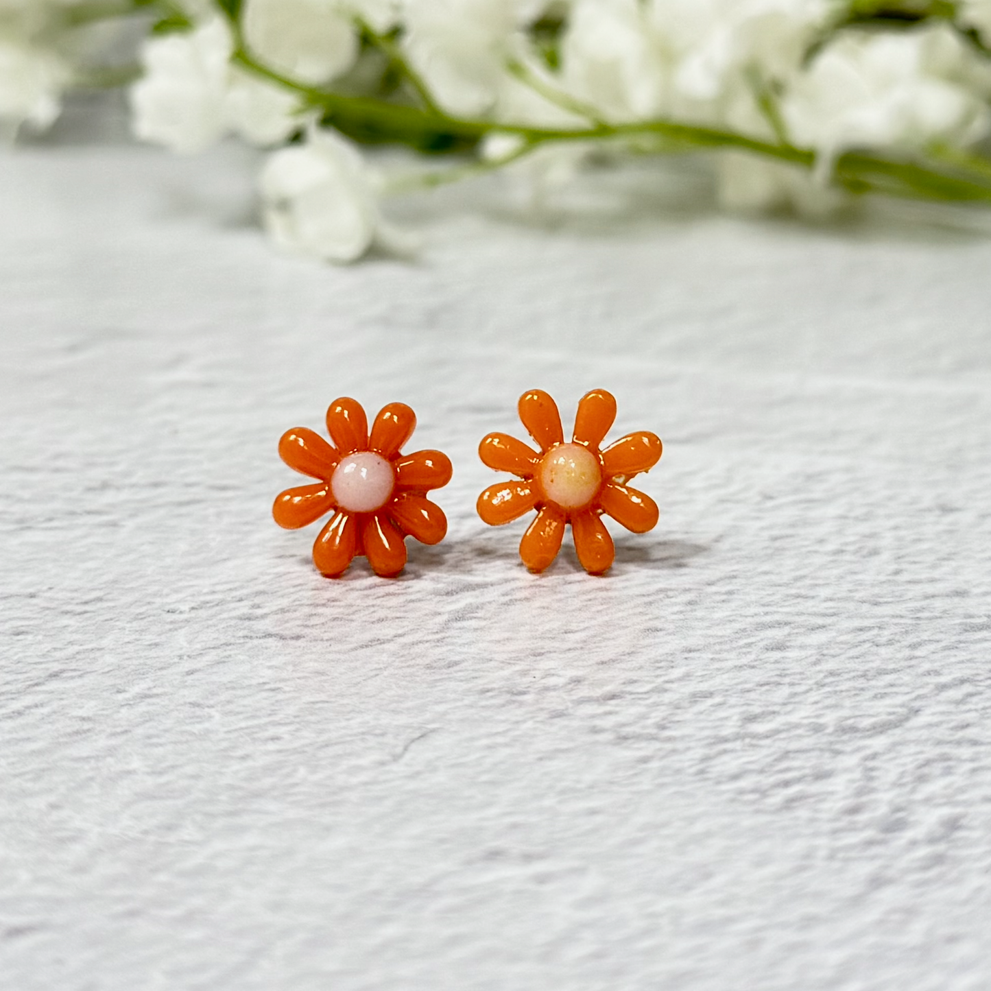 Simple Flower Fused Glass Earring Studs - 4520