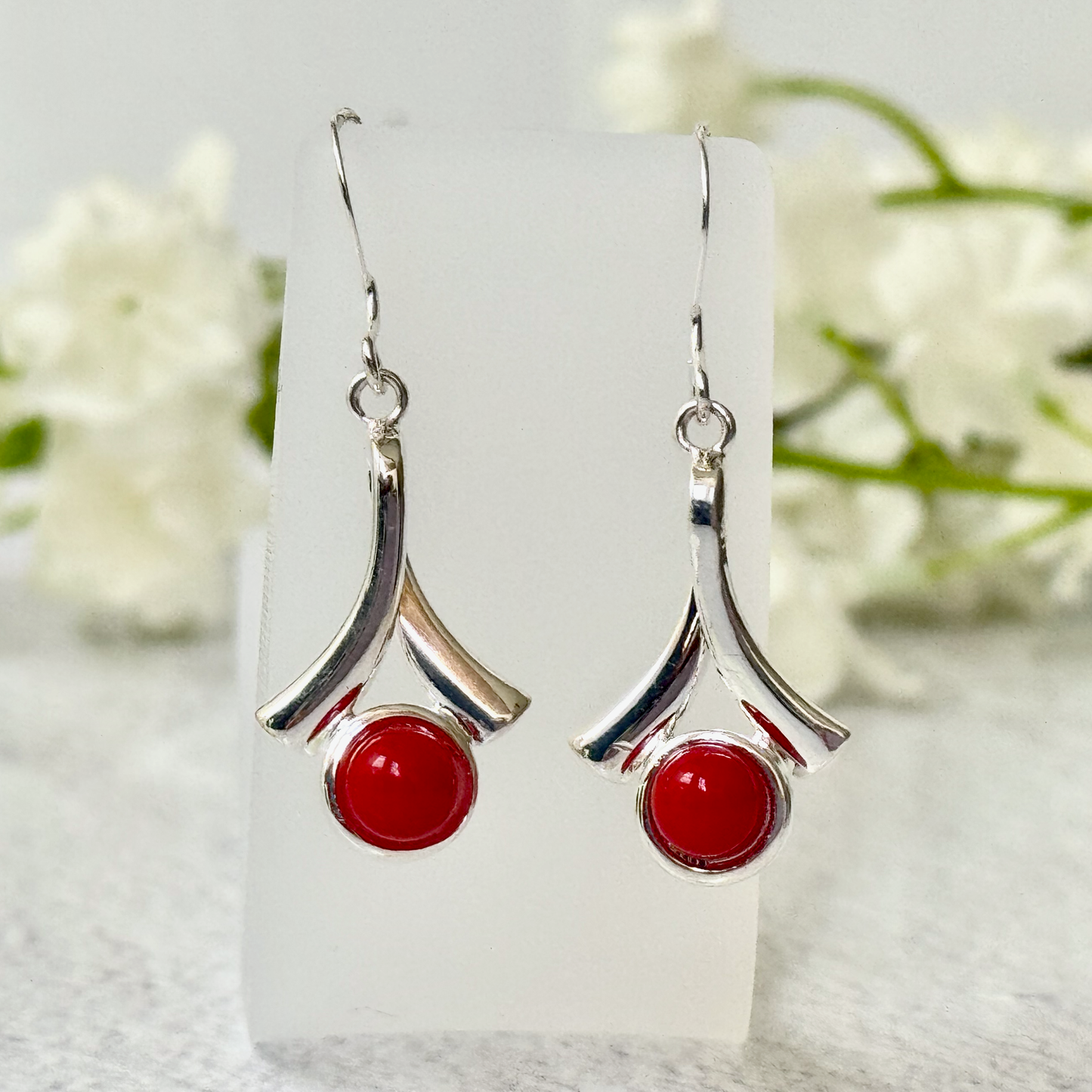 Wishbone Fused Glass Earrings - 4521