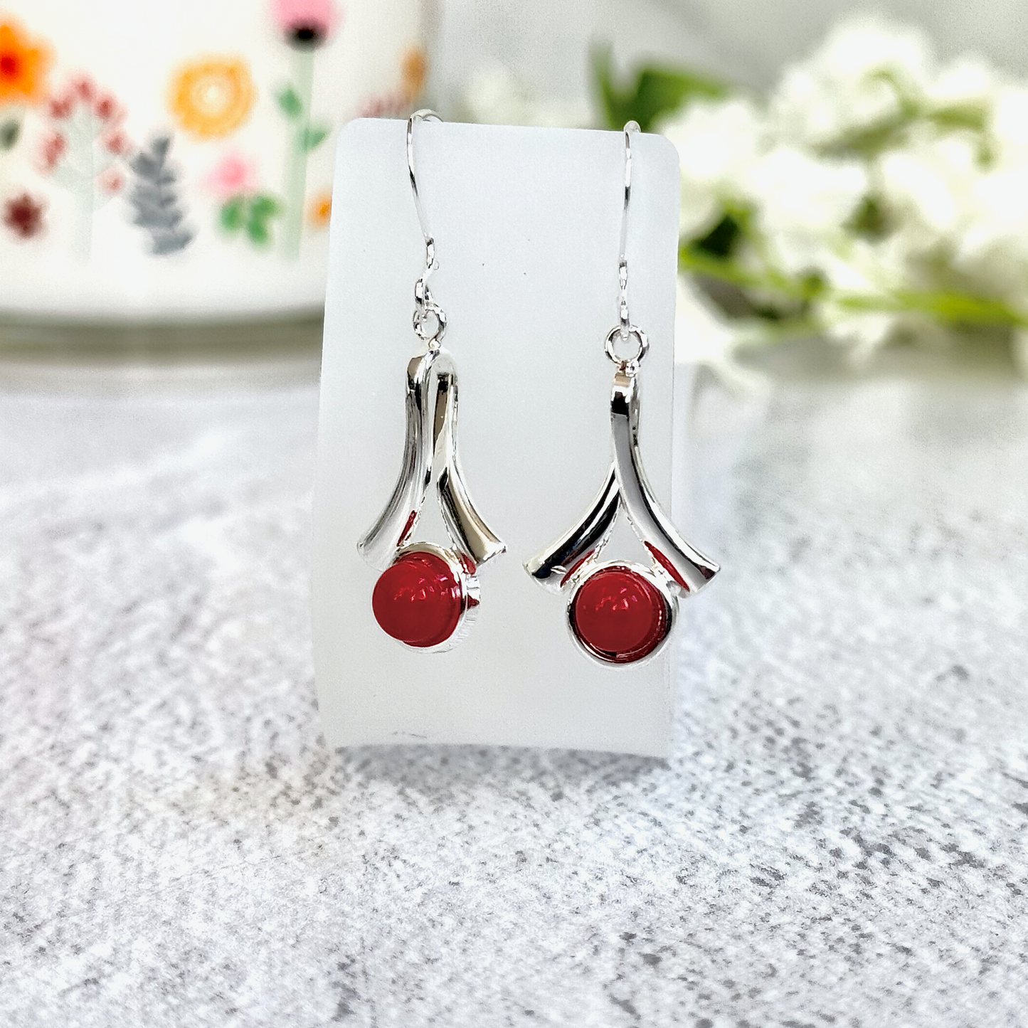 Wishbone Fused Glass Earrings - 4521