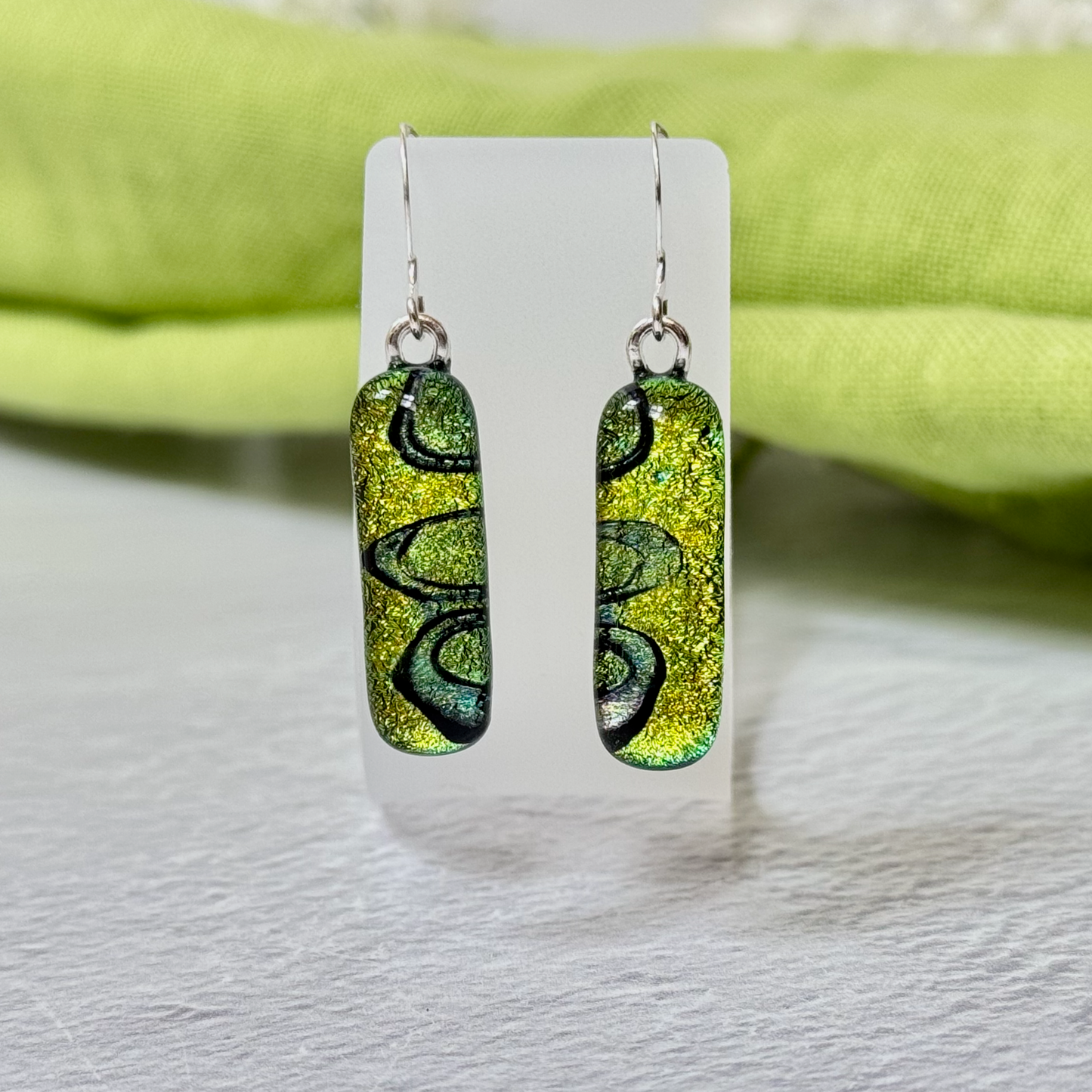 Lava Lamp Dichroic Fused Glass Earrings - 4541