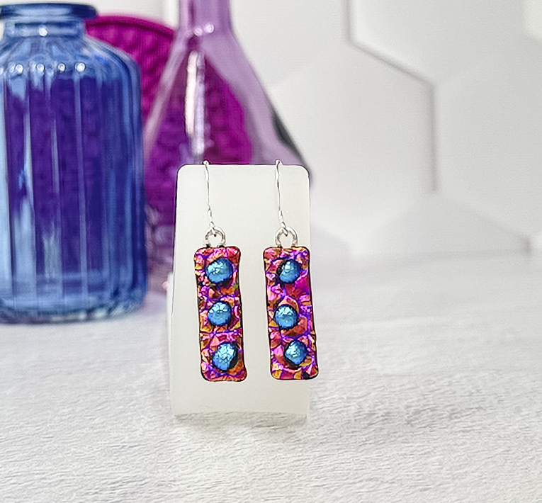 Funfetti Dichroic Fused Glass Earrings - 4550